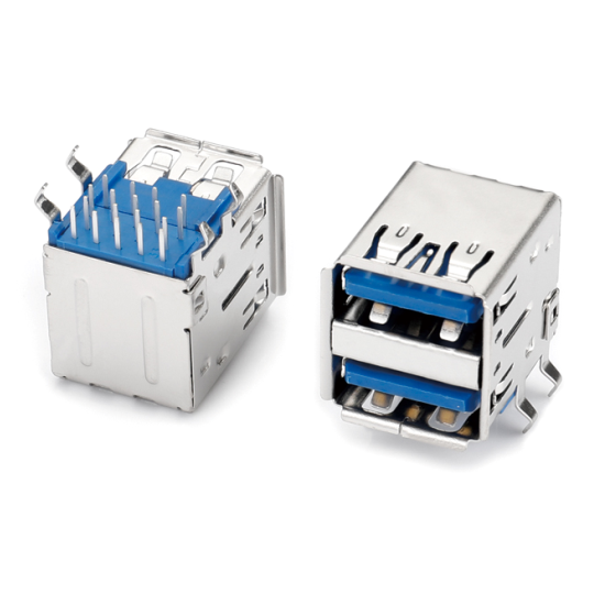 7.2 USB3.0 18Pin 母座 双层卧式DIP 大弯角 L=17.50mm